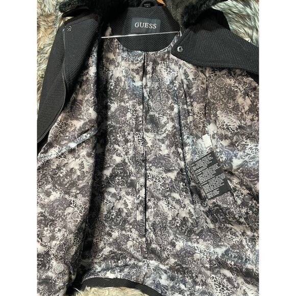 Guess Black Wool Blend Coat / Jacket Women's Size M - Picture 2 of 3